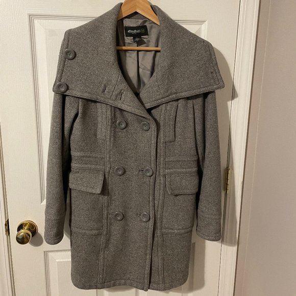 Grey Wool Pea Coat Great Condition - Picture 1 of 5